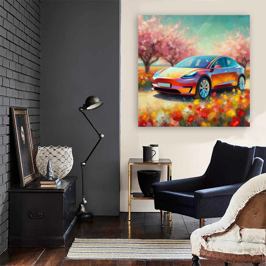 Tesla Model Y Impressionism Wall Art