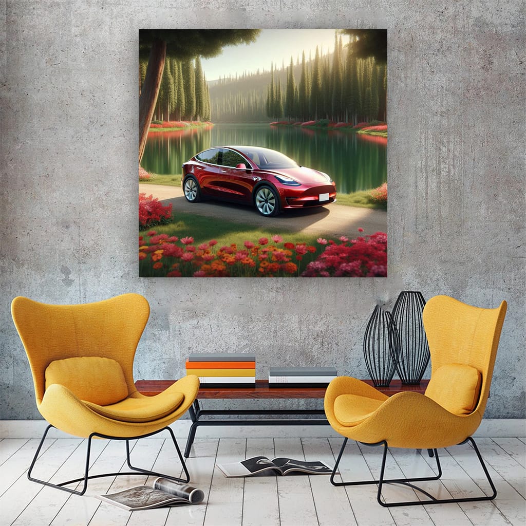 Tesla Model Y La Wall Art