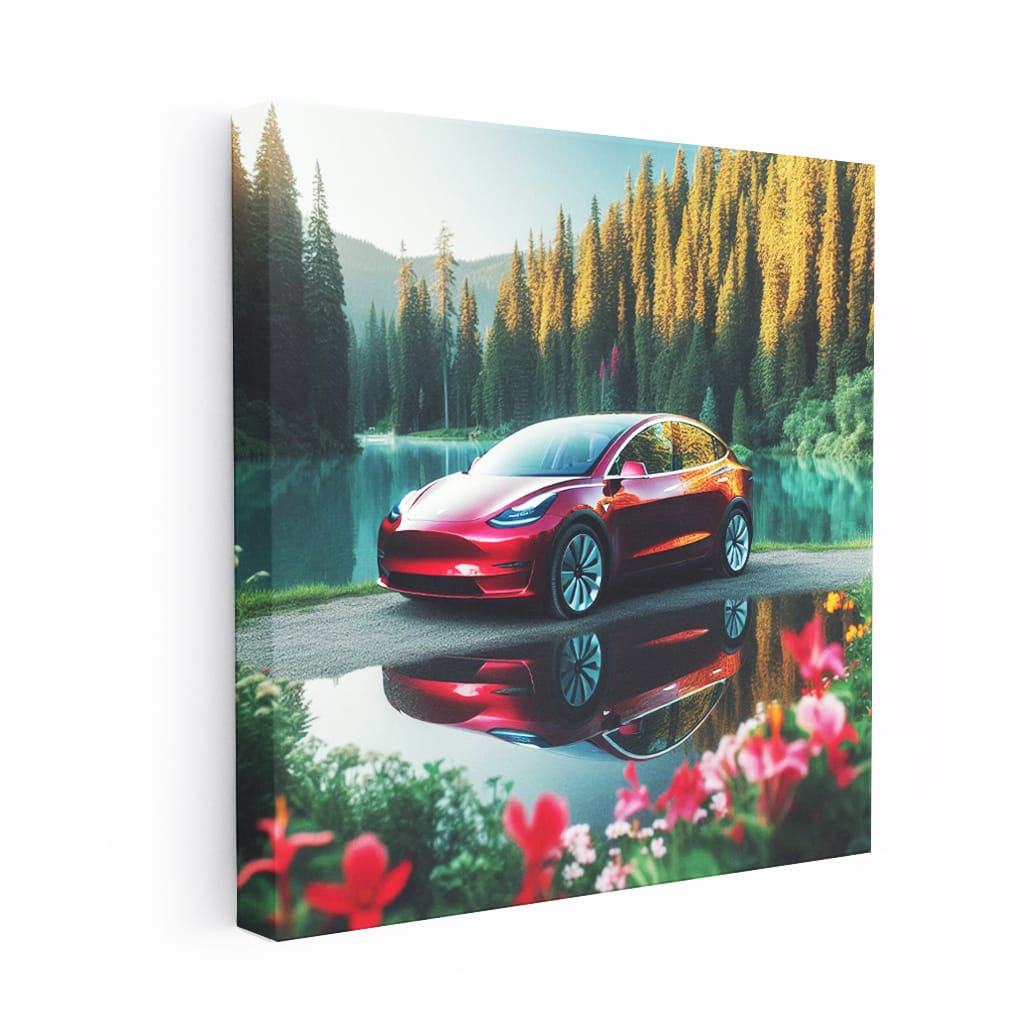 Tesla Model Y Lake Wall Art