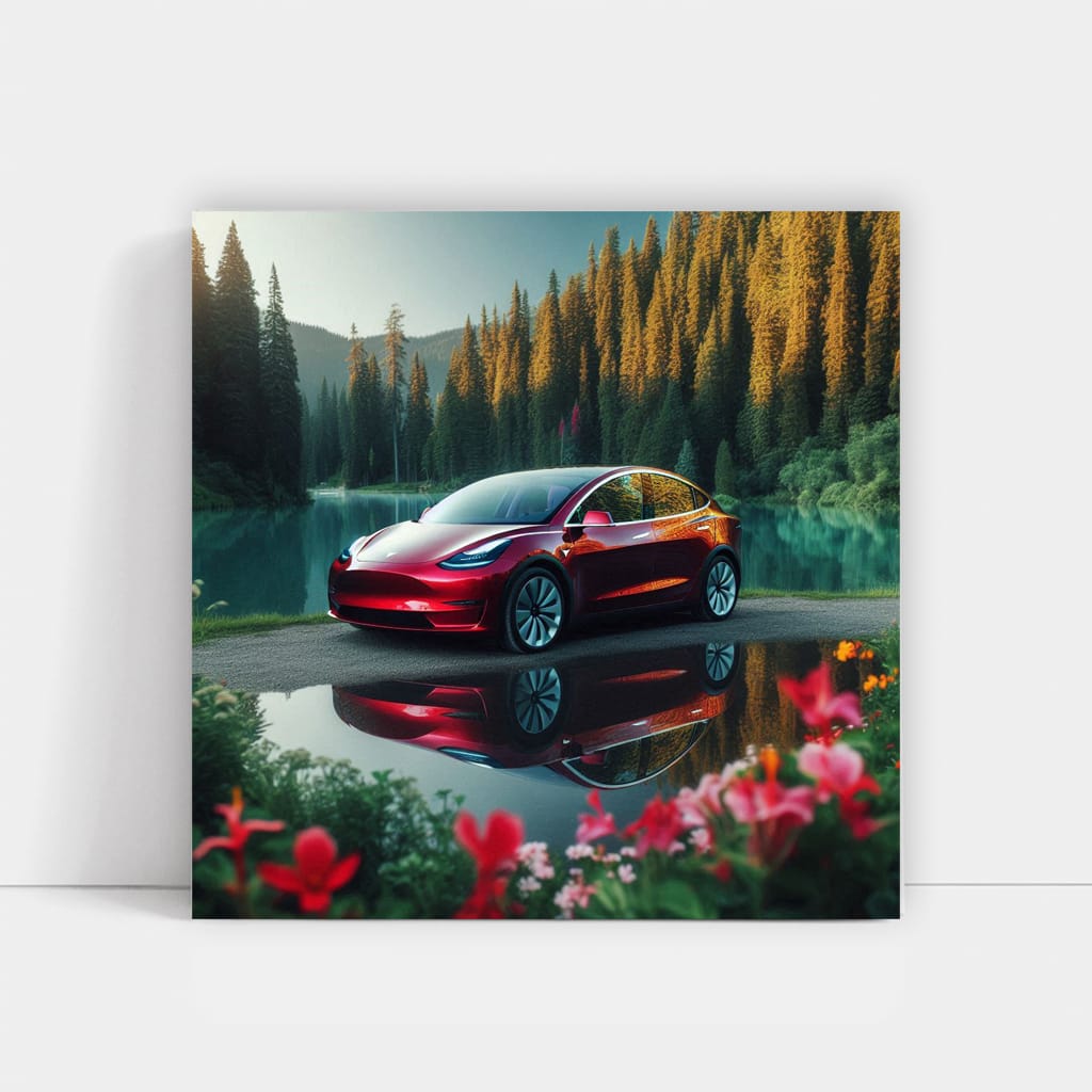 Tesla Model Y Lake Wall Art