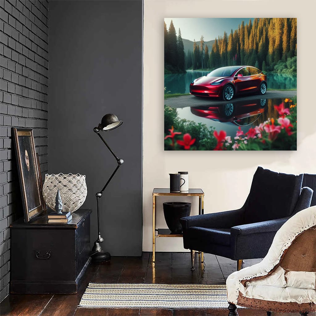 Tesla Model Y by Lake - Futuristic Elegance in Motion