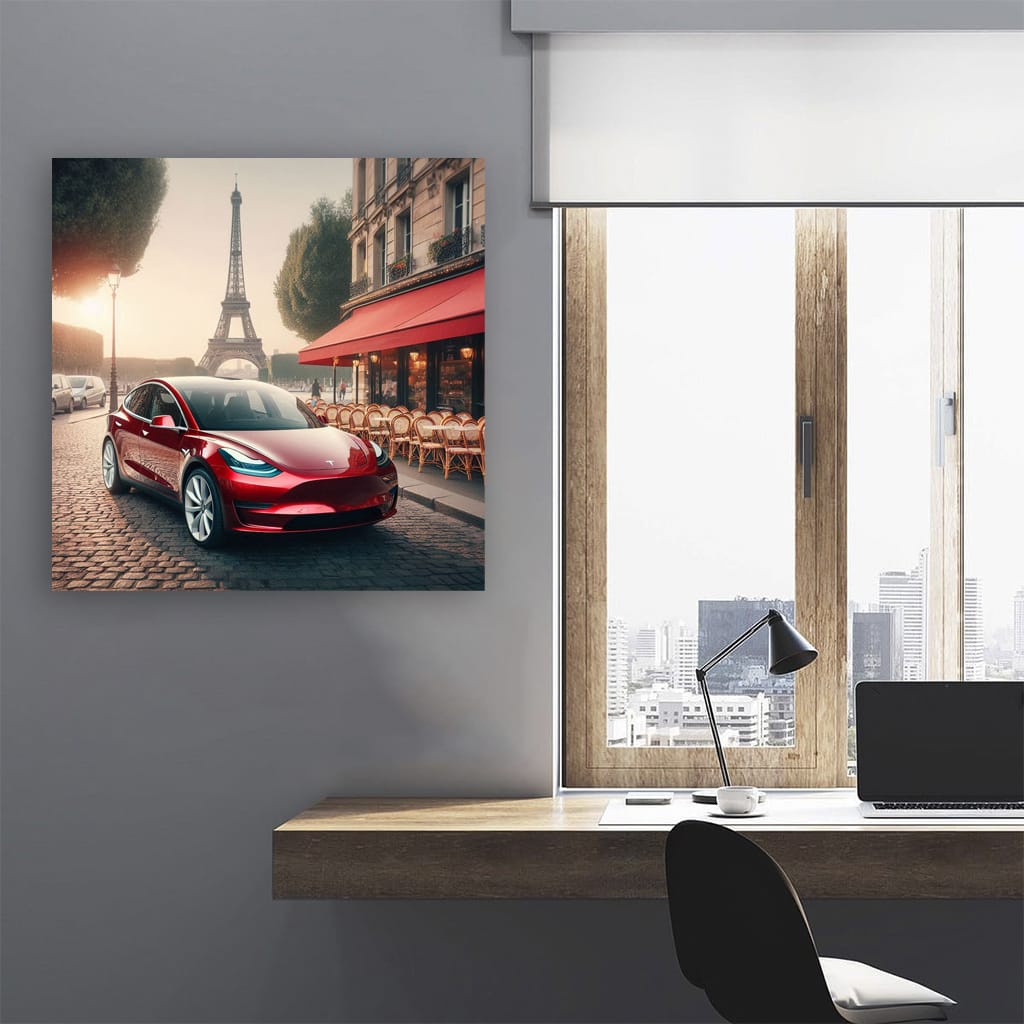 Tesla Model Y Paris Wall Art