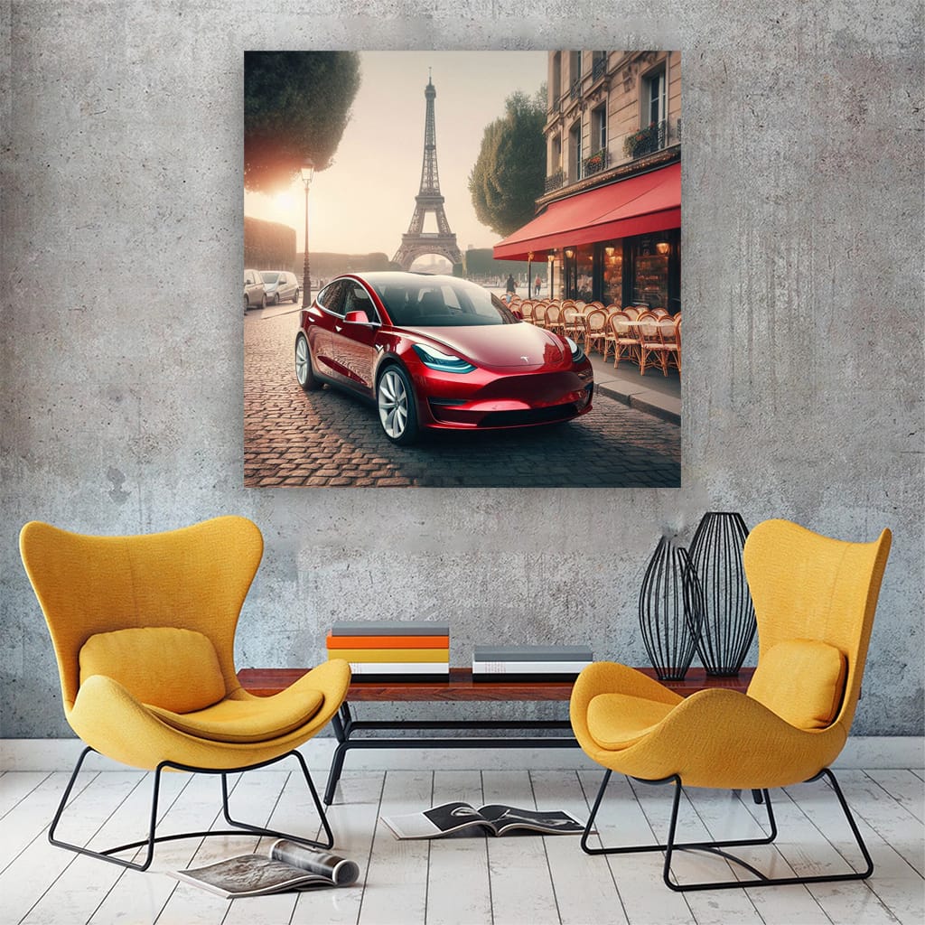 Tesla Model Y Paris Wall Art