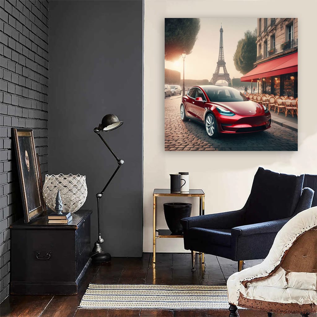 Tesla Model Y Paris Wall Art