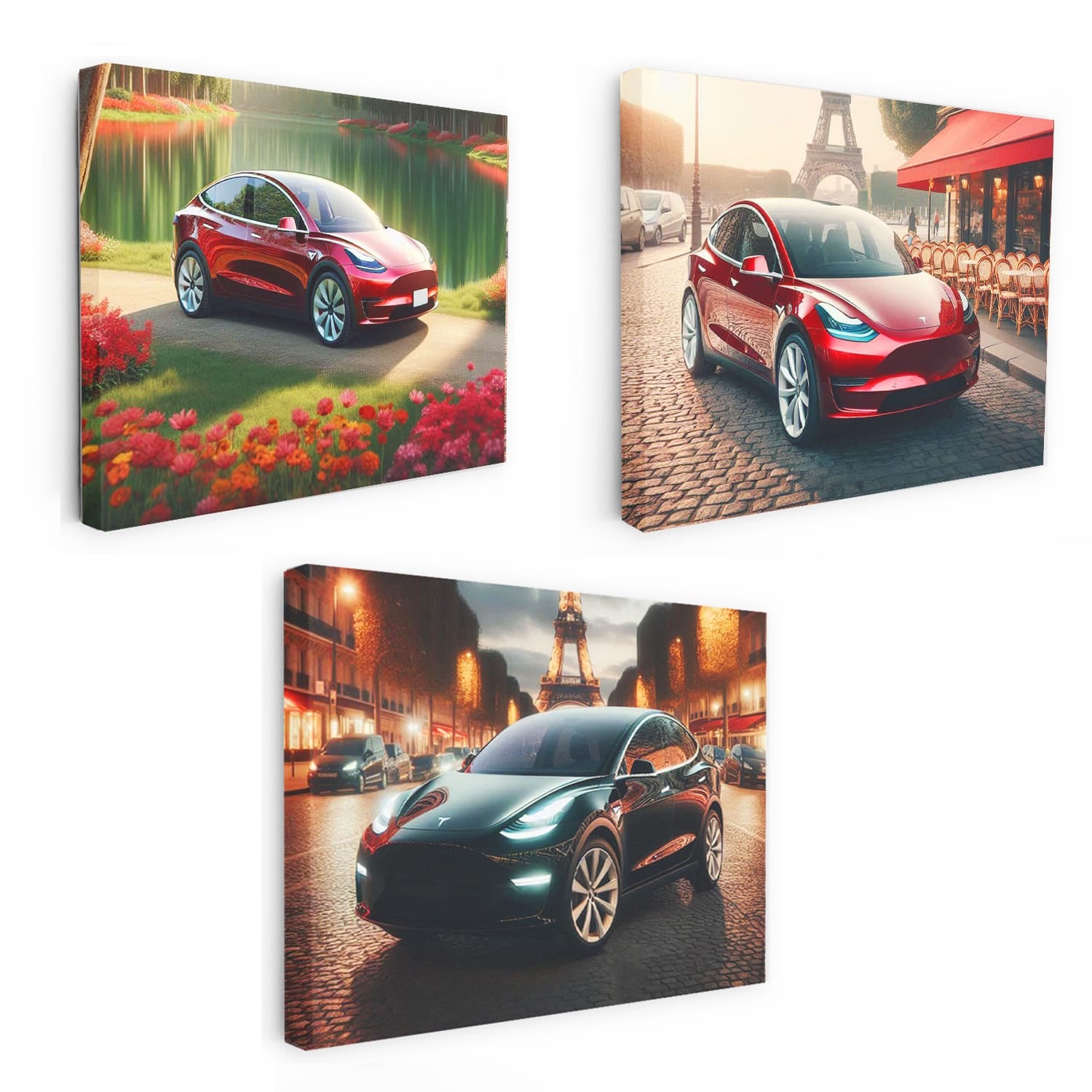 Tesla Model Y Red Set of 3