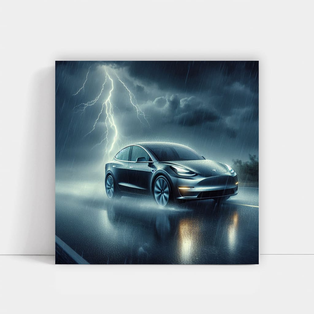 Tesla Model Y Thunderstorm Wall Art