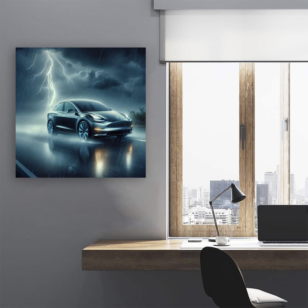 Tesla Model Y Thunderstorm Wall Art