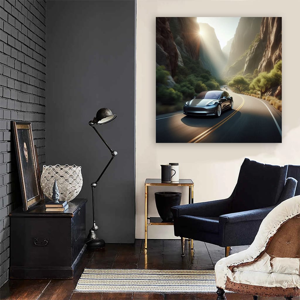 Tesla in Mountains - Adventure Awaits