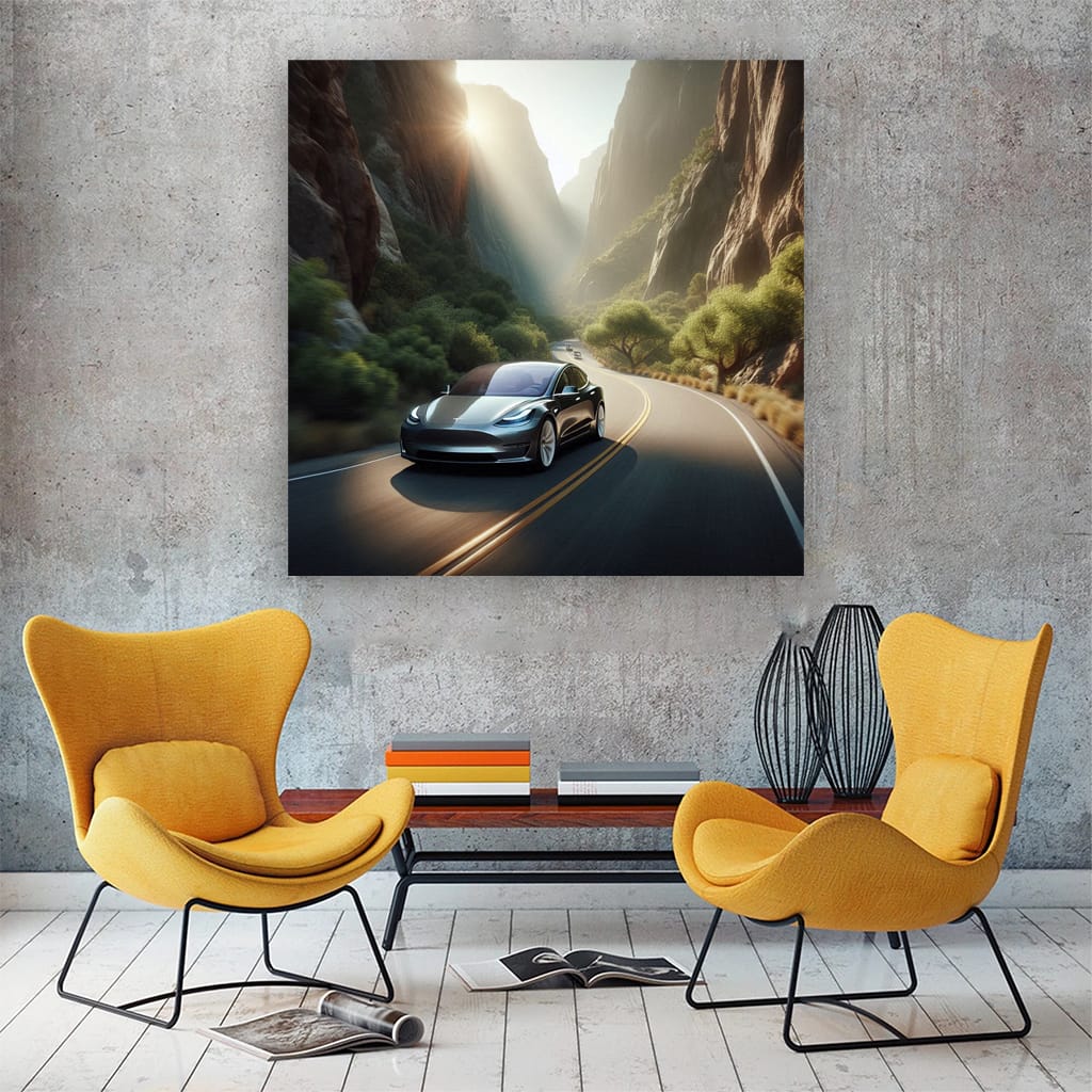Tesla in Mountains - Adventure Awaits