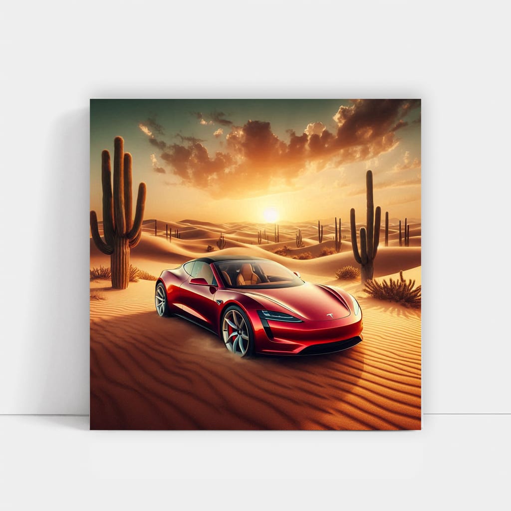 Tesla Roadster Conquers Desert - Speed Meets Elegance