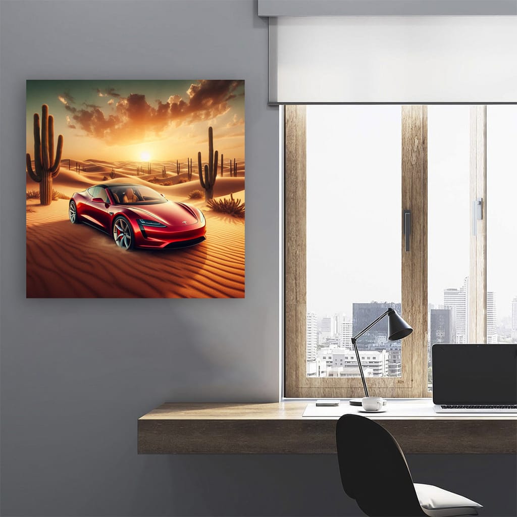 Tesla Roadster Dese Wall Art