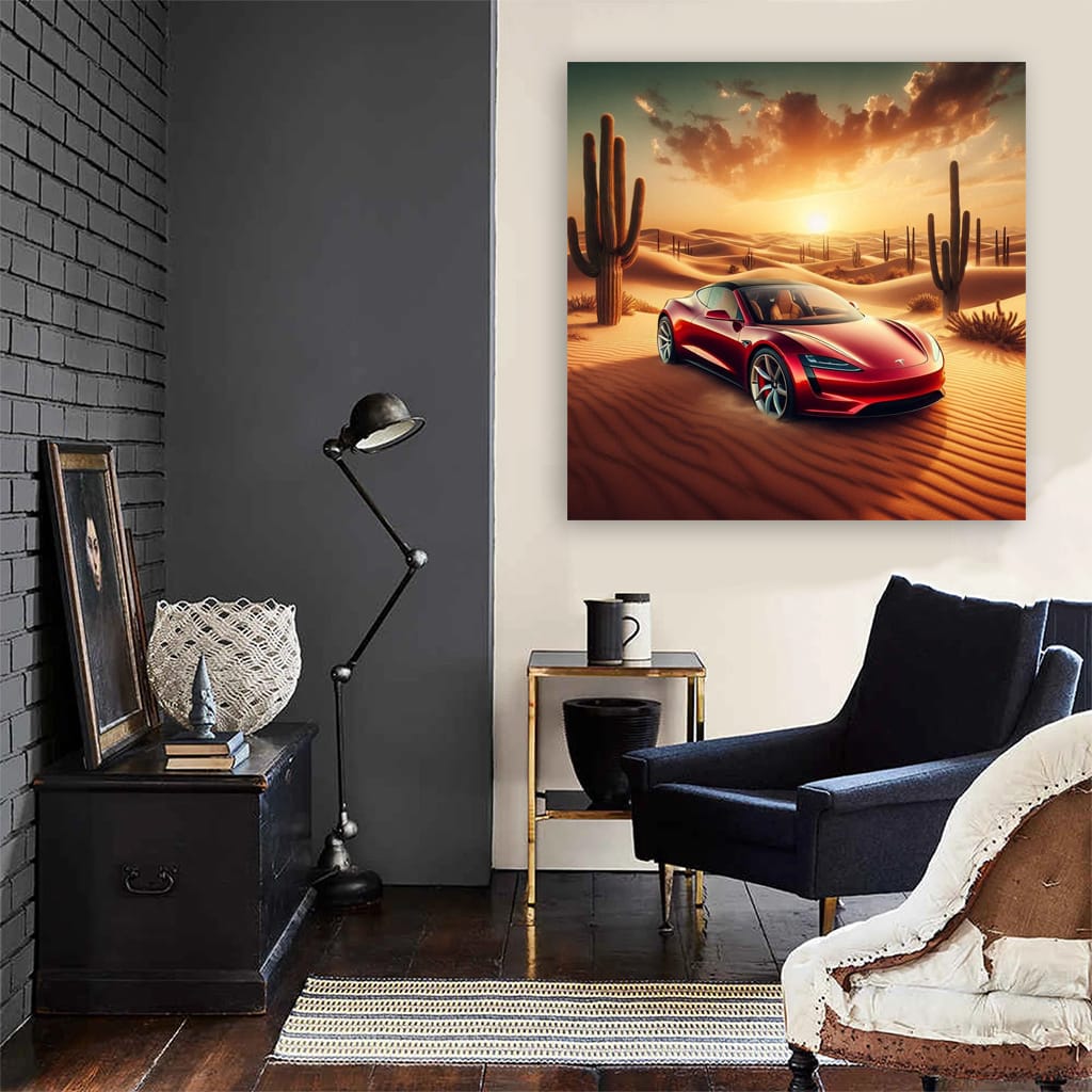 Tesla Roadster Dese Wall Art