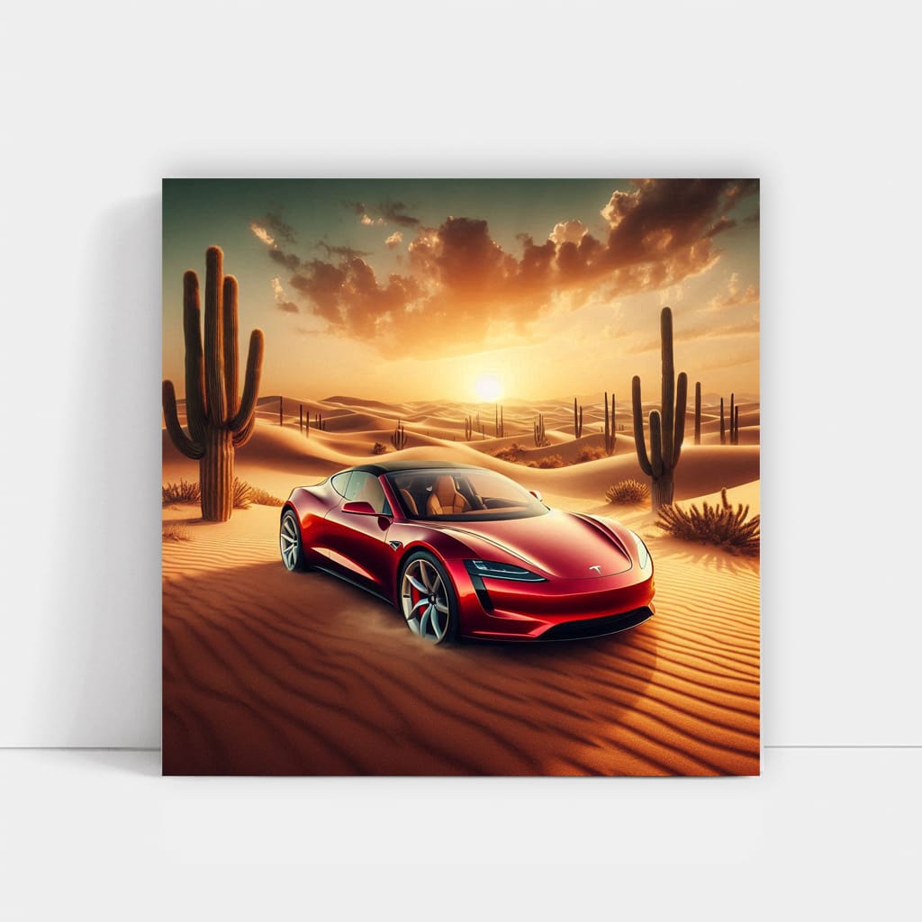 Tesla Roadster Dese Wall Art