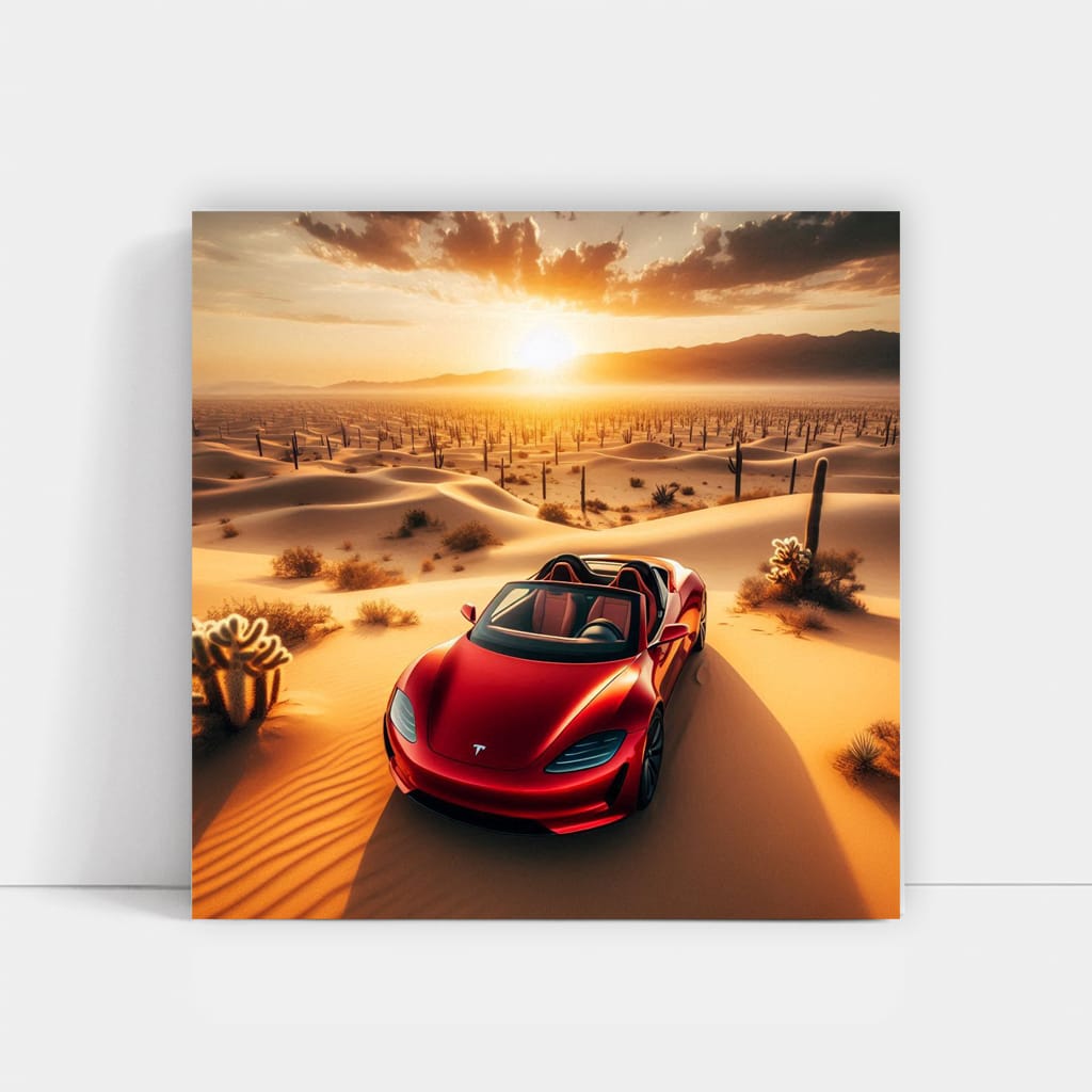 Tesla Roadster in Desert: Speed and Style Unleashed