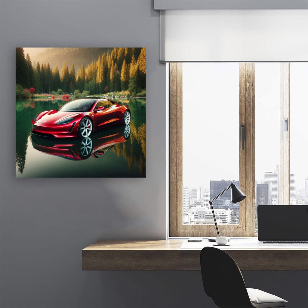 Tesla Roadster La Wall Art