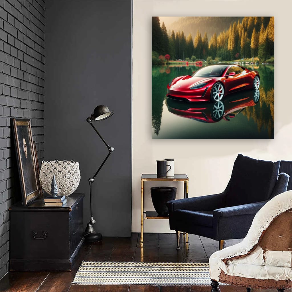 Tesla Roadster La Wall Art