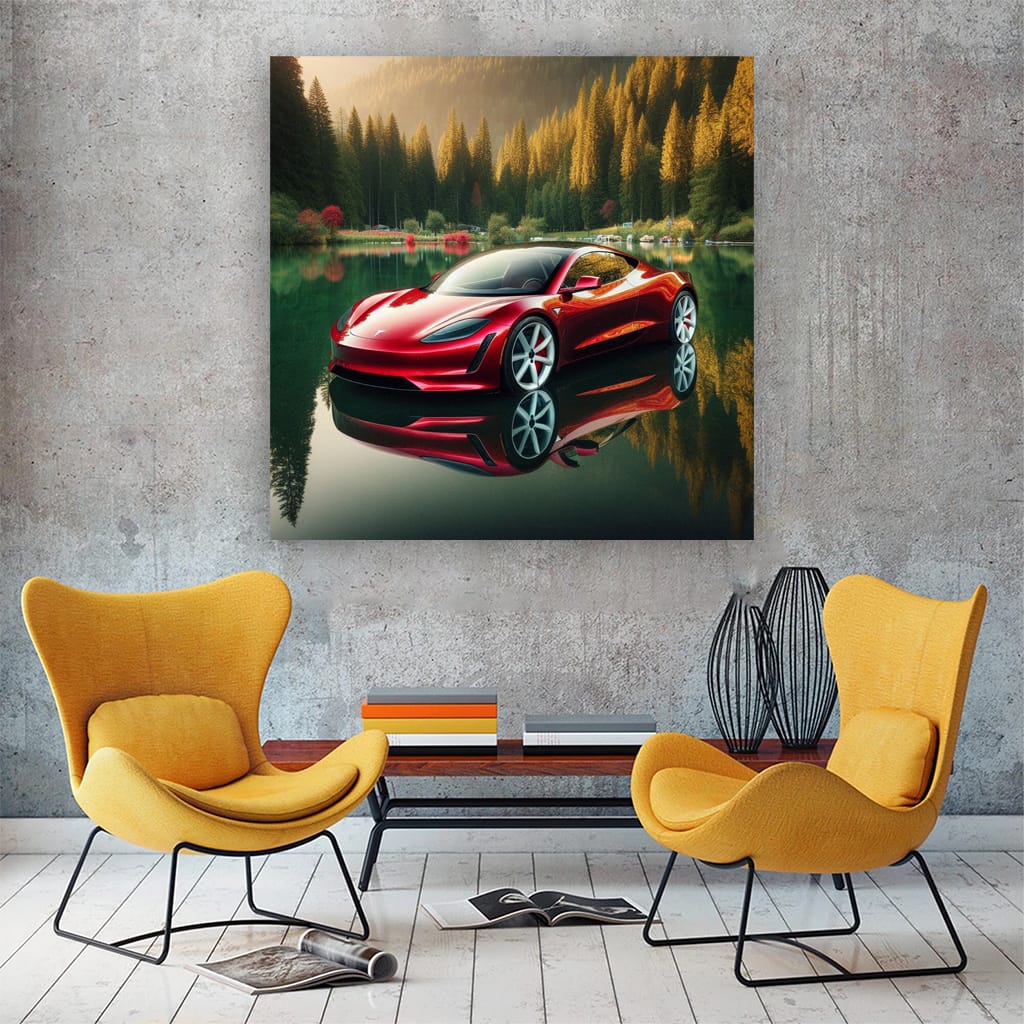 Tesla Roadster La Wall Art