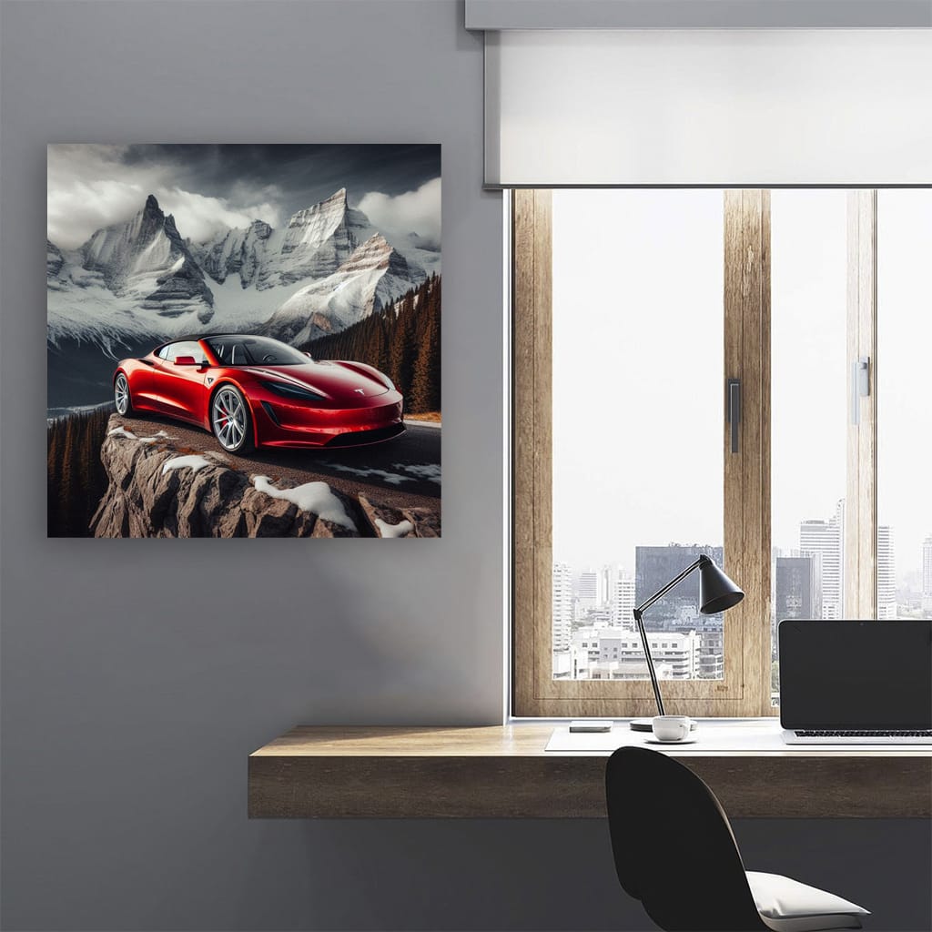 Tesla Roadster Mounta Wall Art