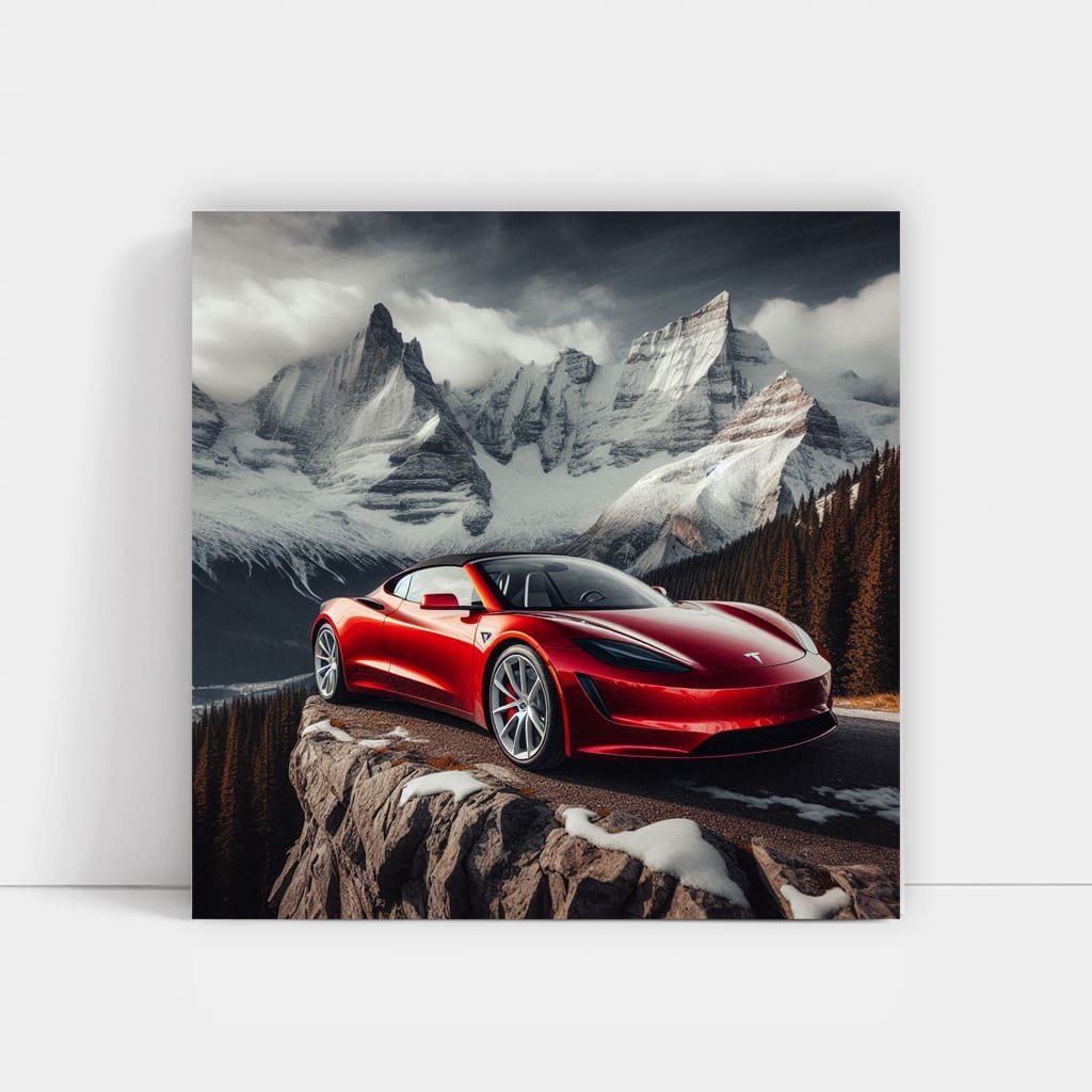 Tesla Roadster Mounta Wall Art