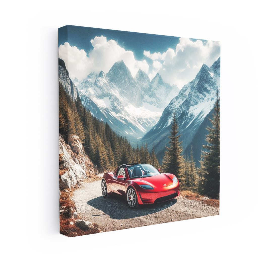 Tesla Roadster Mountain Wall Art