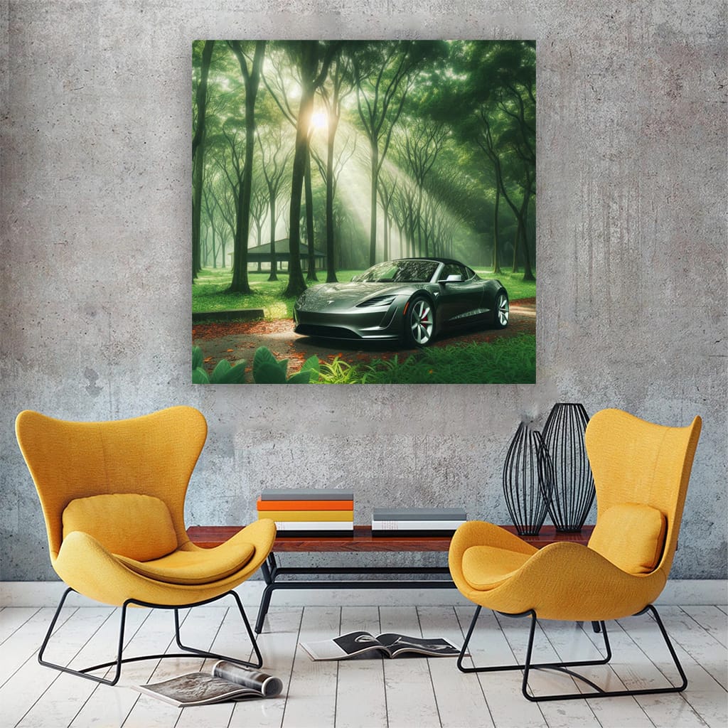 Tesla Roadster in Nature - Fast, Sleek, Electric Power