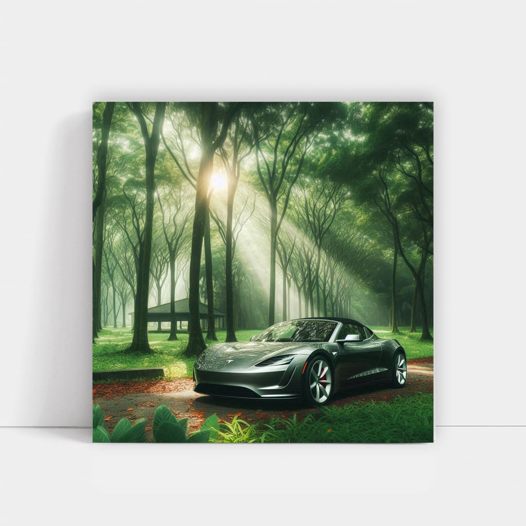 Tesla Roadster in Nature - Fast, Sleek, Electric Power