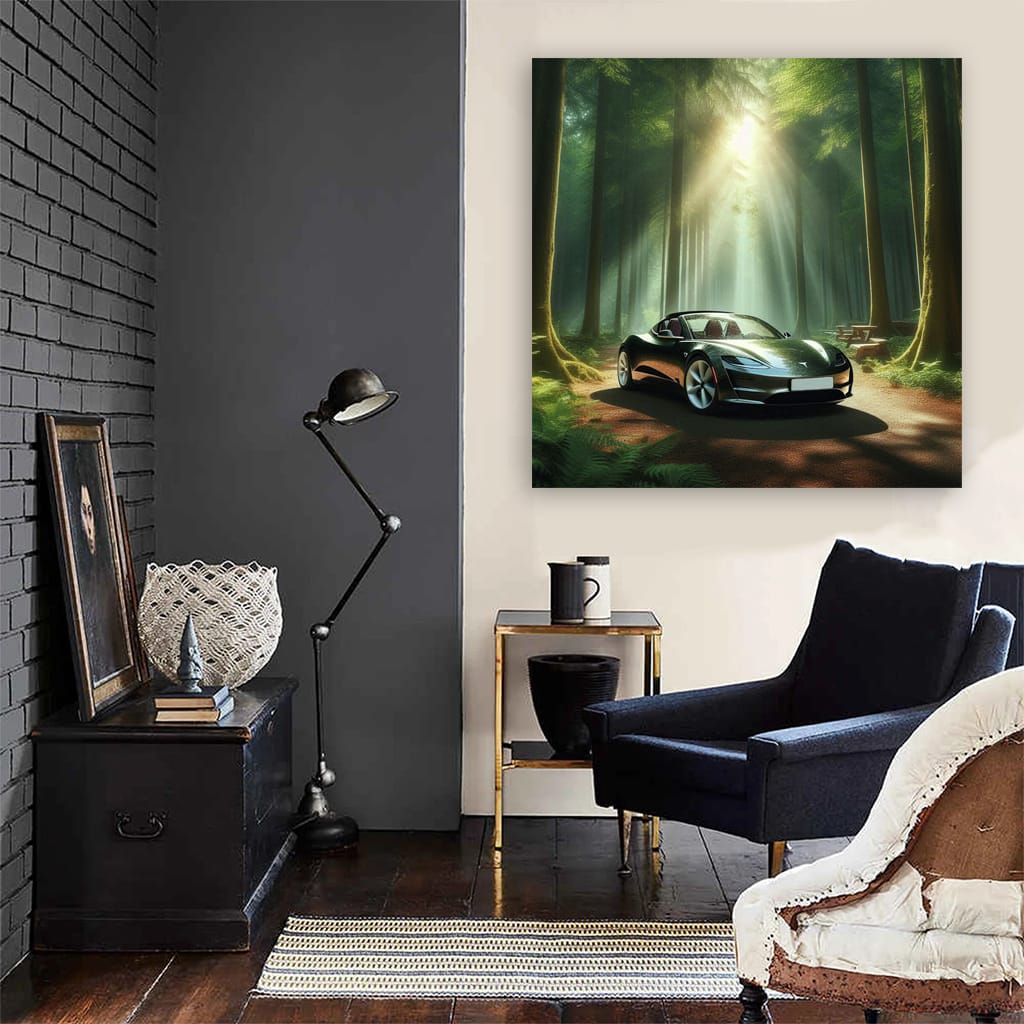 Tesla Roadster Nature Wall Art