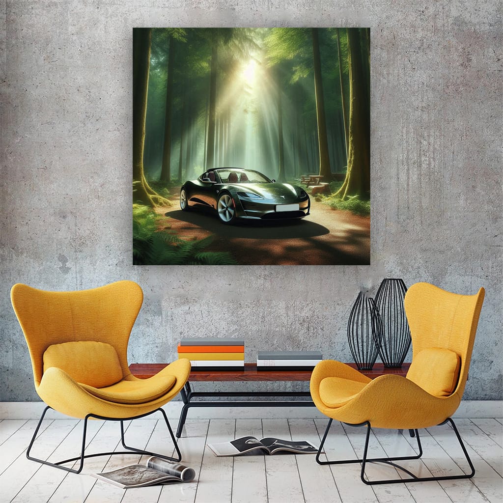 Tesla Roadster Nature Wall Art