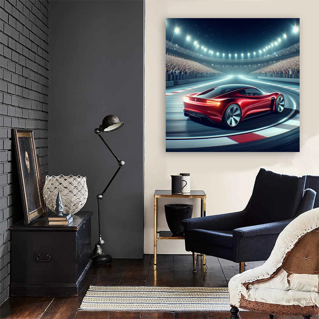 Tesla Roadster Race Ri Wall Art