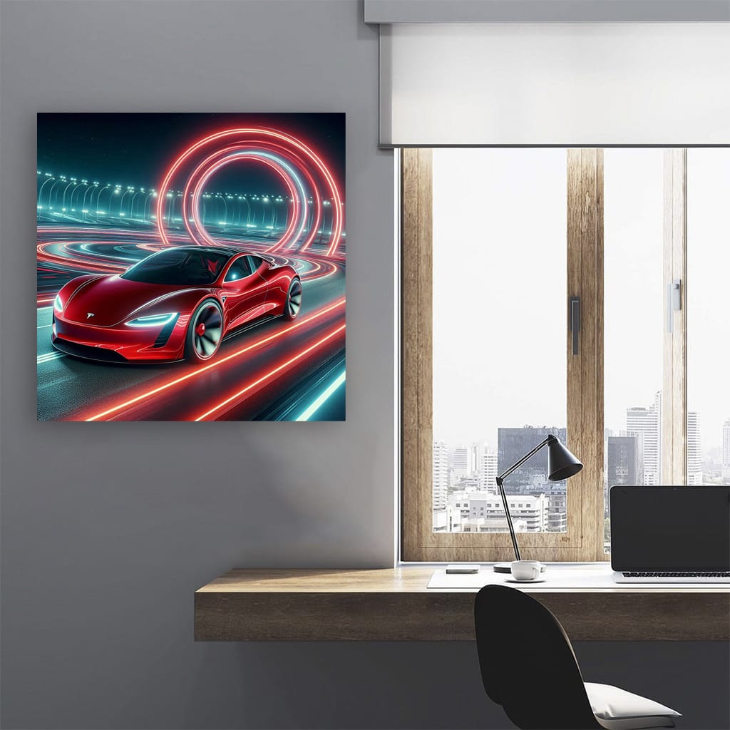 Tesla Roadster Race Rin Wall Art