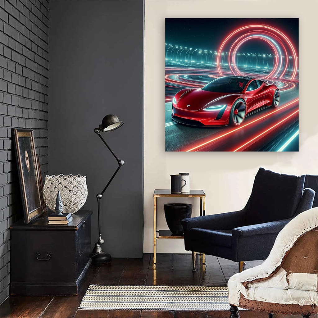 Tesla Roadster Race Rin Wall Art