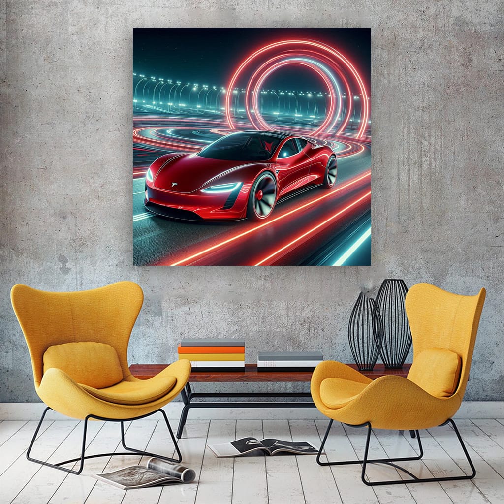 Tesla Roadster Race Rin Wall Art