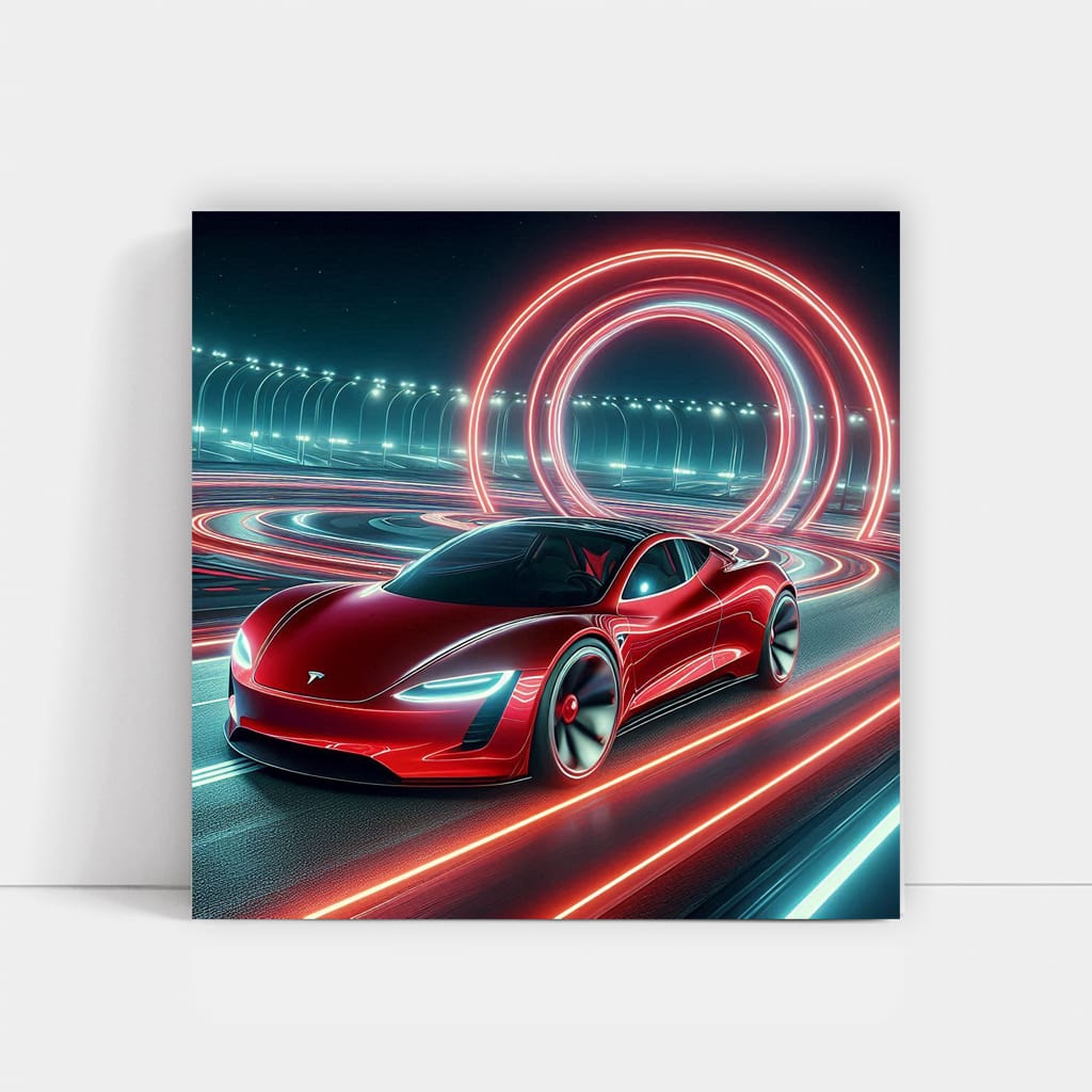 Tesla Roadster Race Rin Wall Art