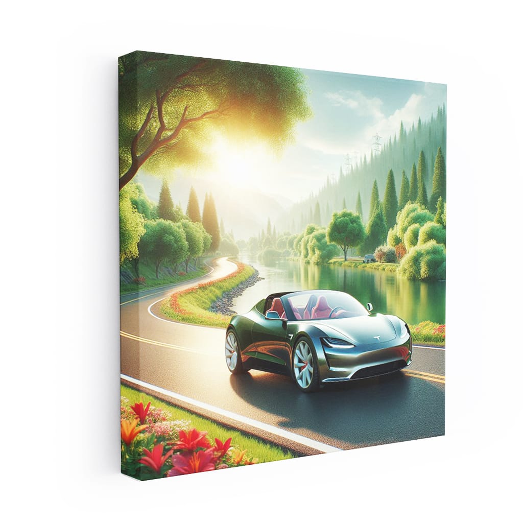 Tesla Roadster Riv Wall Art