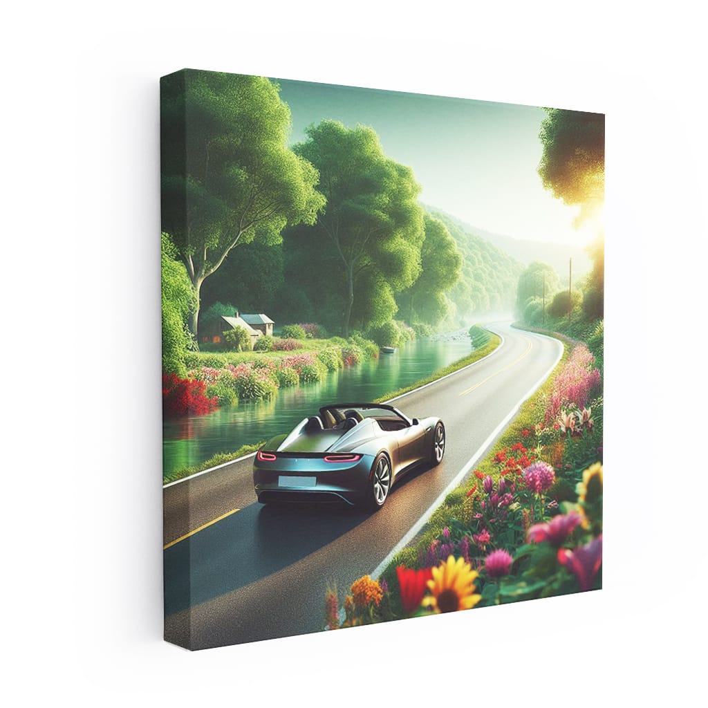 Tesla Roadster River Wall Art