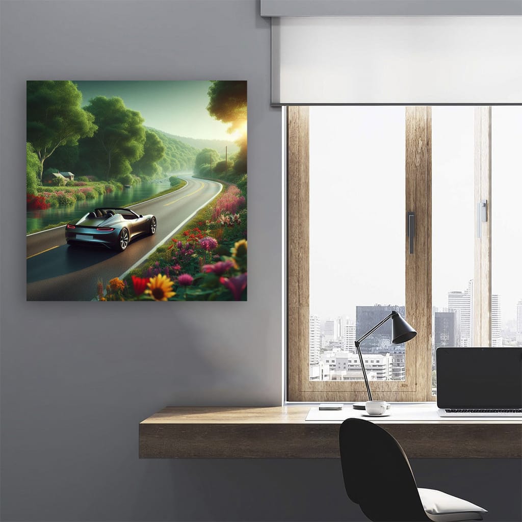 Tesla Roadster River Wall Art