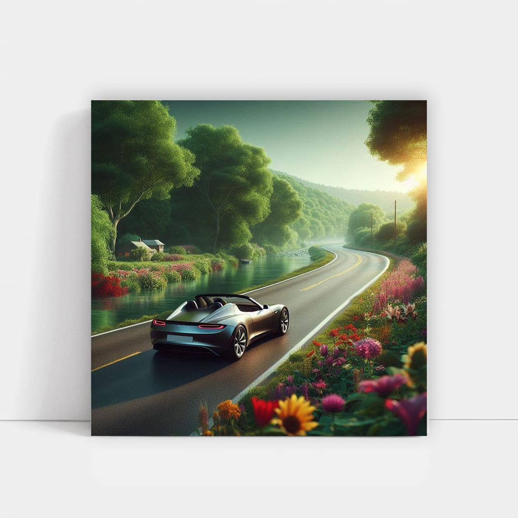 Tesla Roadster River Wall Art