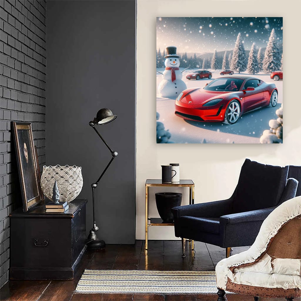 Tesla Roadster Wint Wall Art