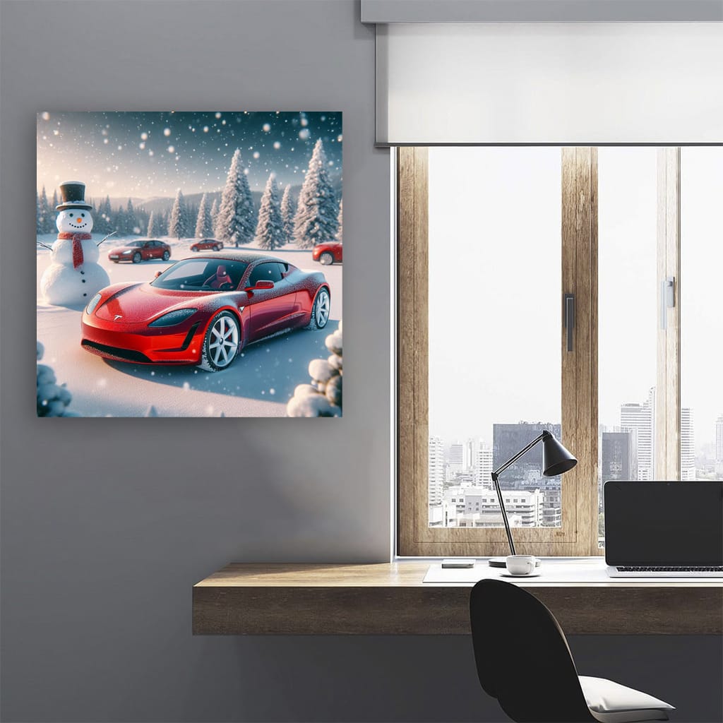 Tesla Roadster Wint Wall Art