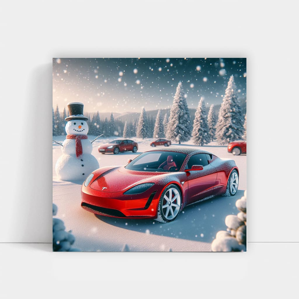 Tesla Roadster Wint Wall Art