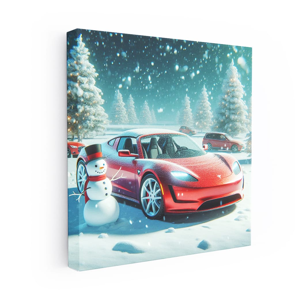 Tesla Roadster Winter Wall Art