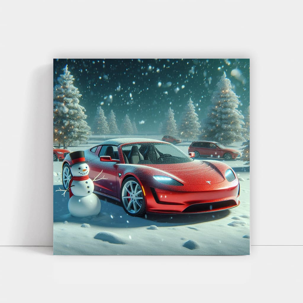 Tesla Roadster Winter Wall Art