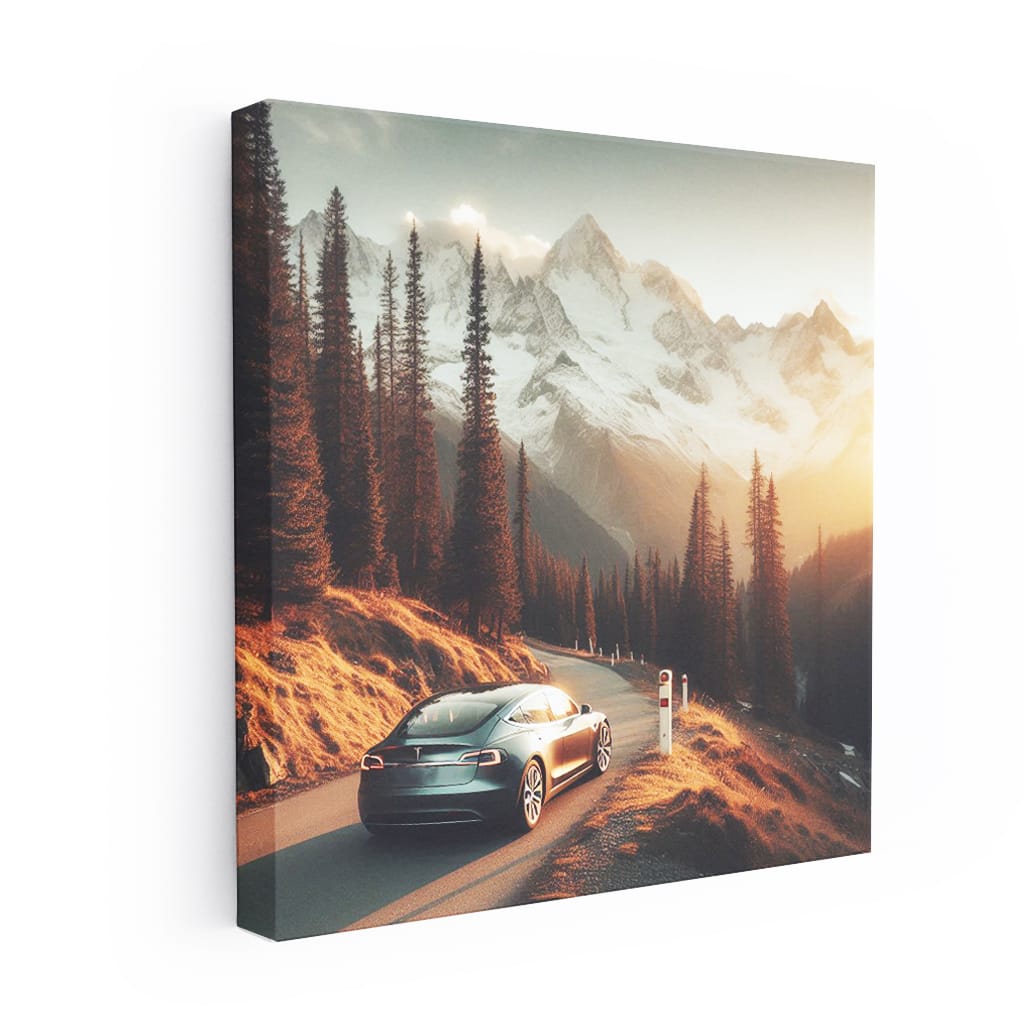 Tesla S In Mounta Wall Art