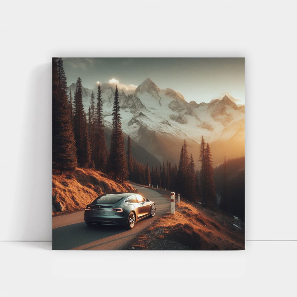 Tesla S In Mounta Wall Art