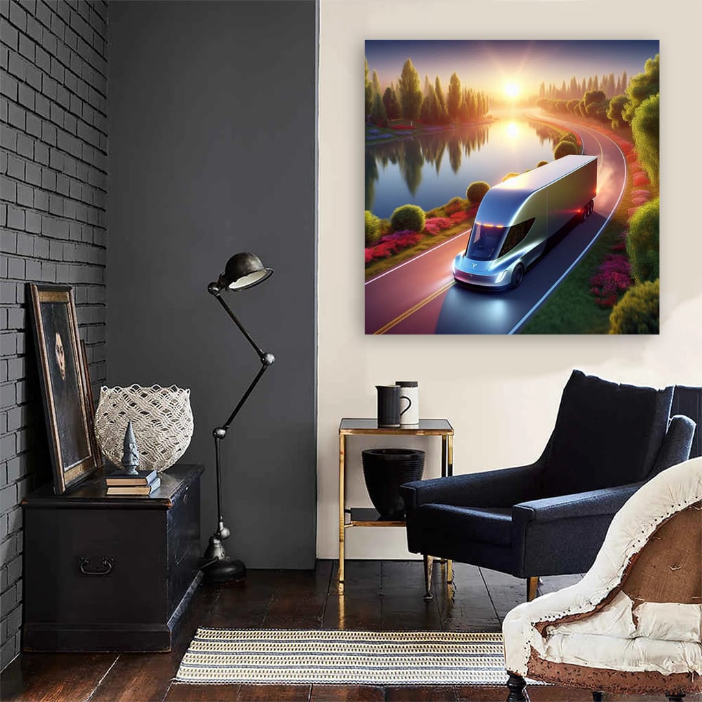 Tesla Semi by Lake - Powerful Electric Revolution