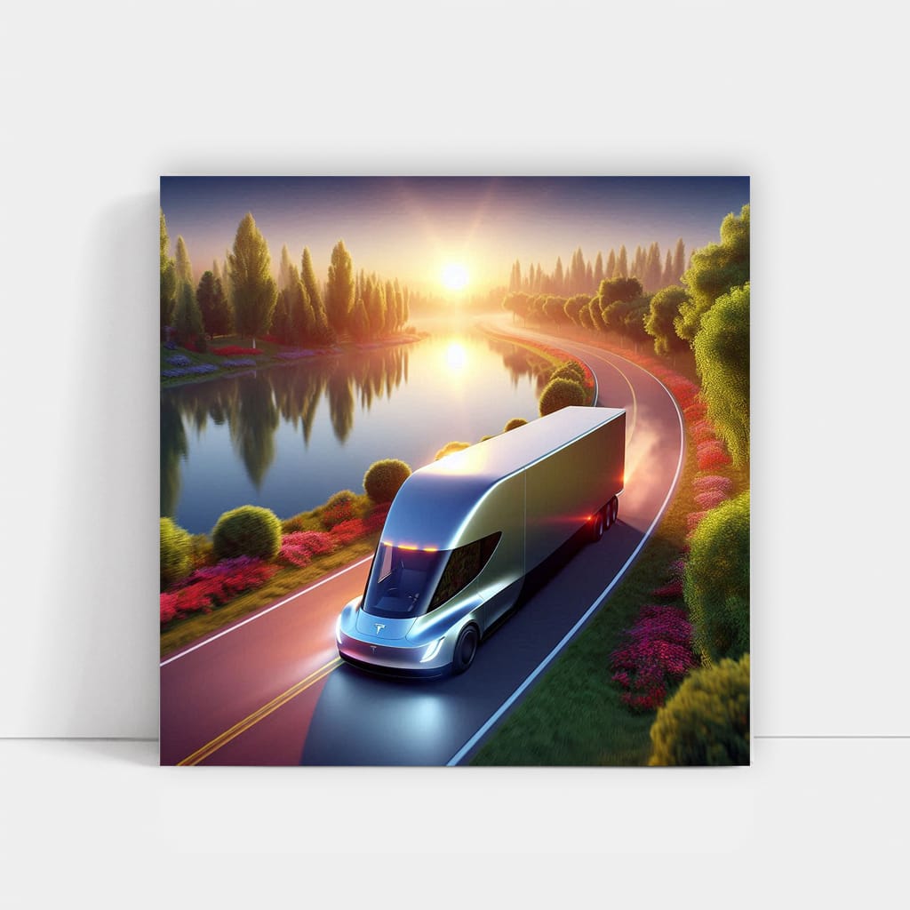 Tesla Semi by Lake - Powerful Electric Revolution