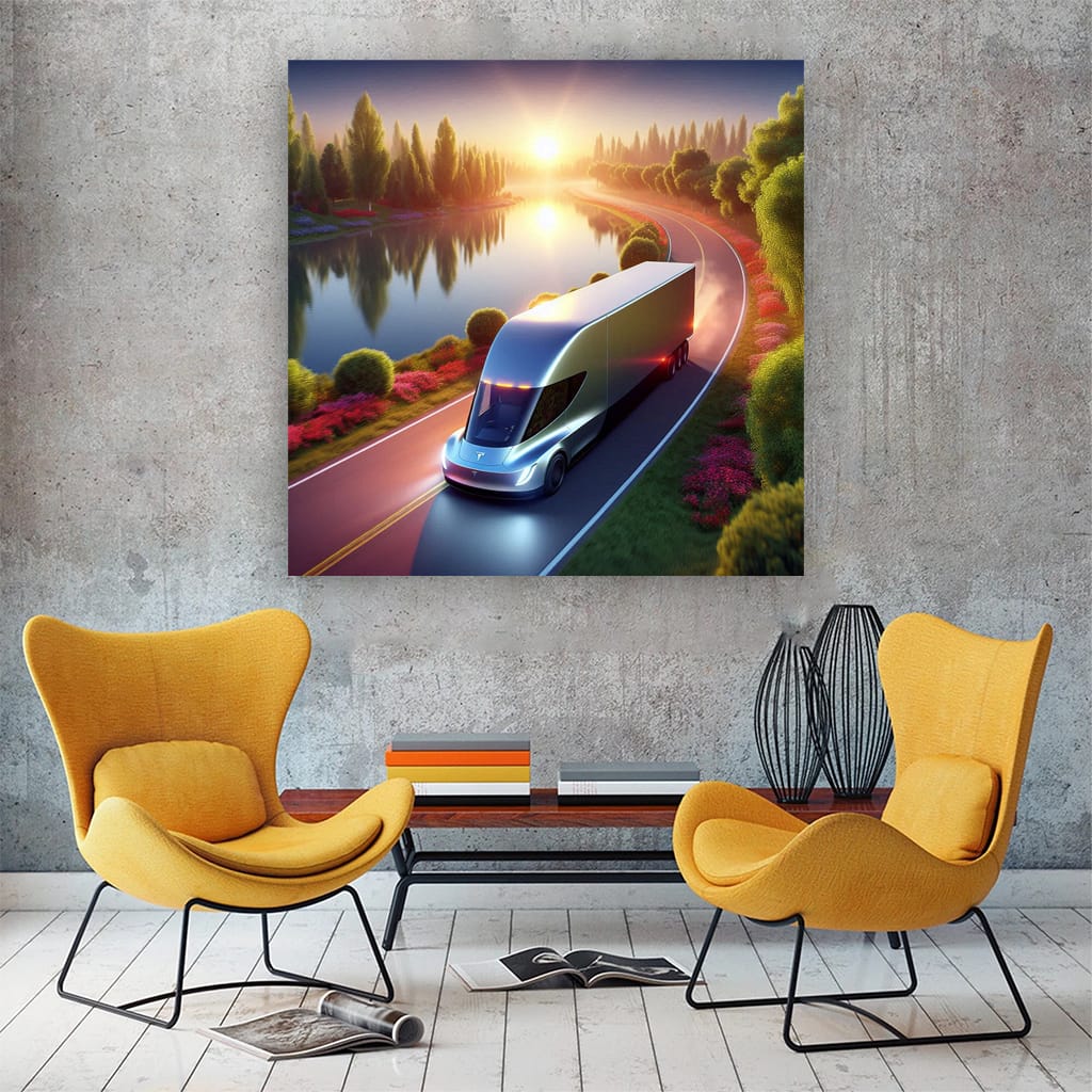 Tesla Semi by Lake - Powerful Electric Revolution