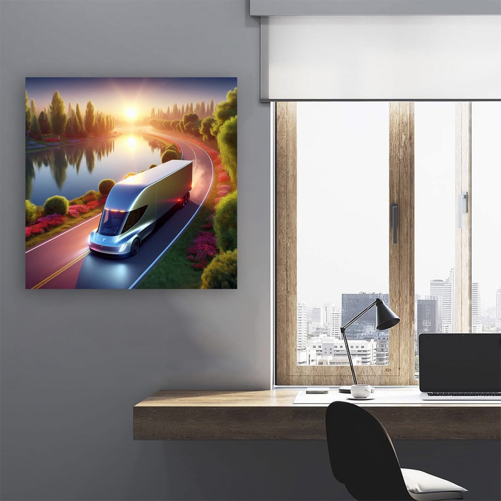 Tesla Semi by Lake - Powerful Electric Revolution