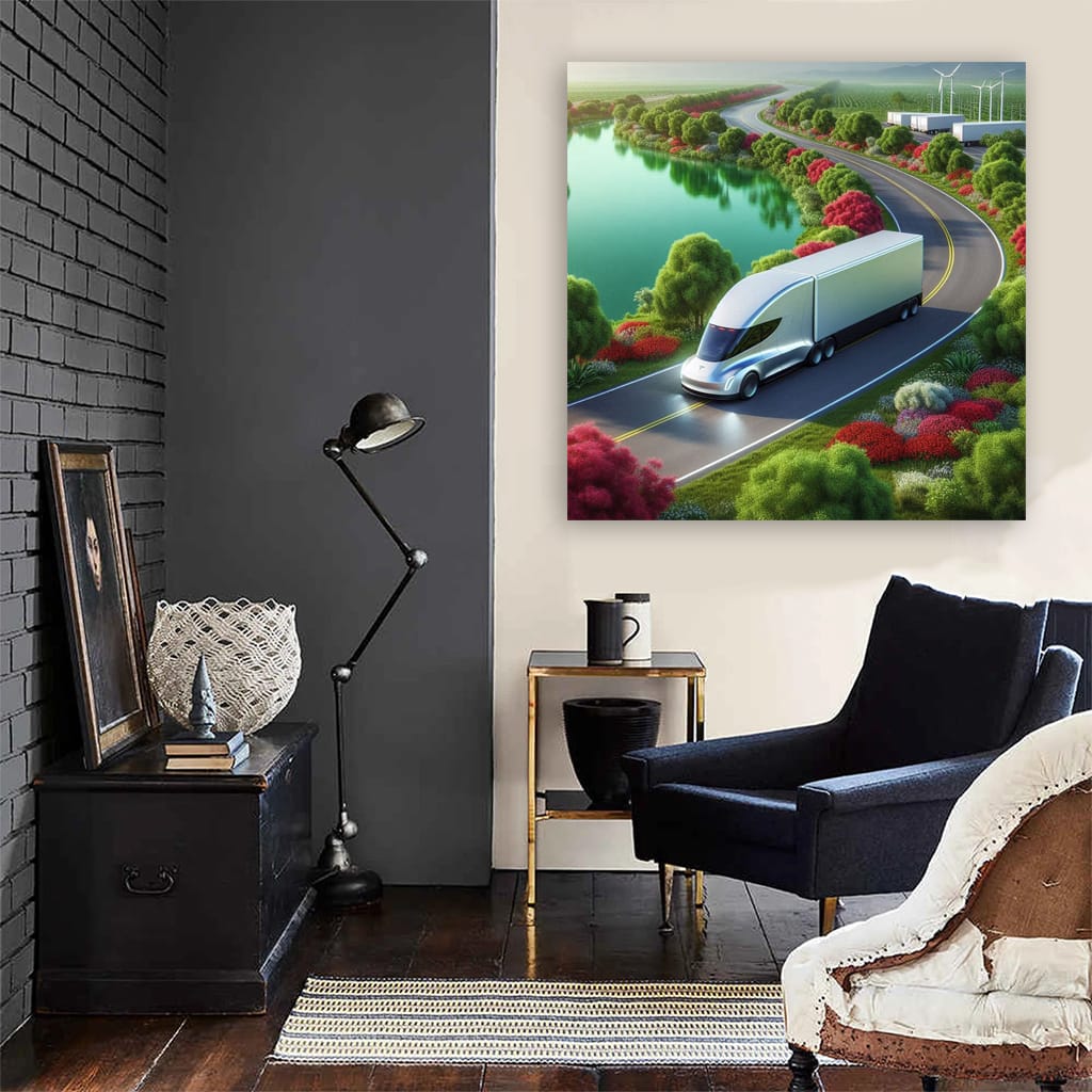 Tesla Semi Lake Wall Art