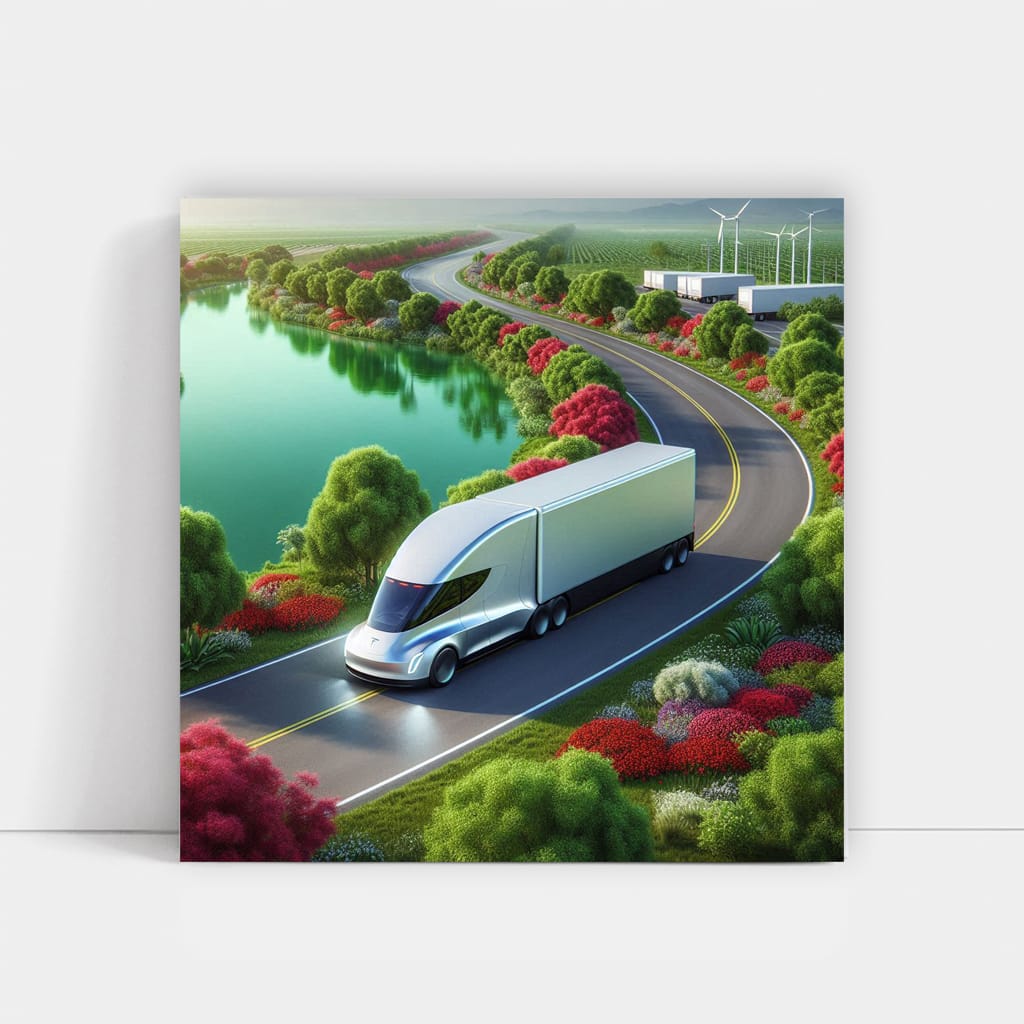 Tesla Semi Lake Wall Art